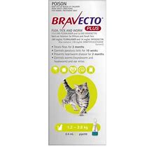 Bravecto Plus Spot On Small Cat 1.2-2.8kg [Sz:1pk Cl:Green]