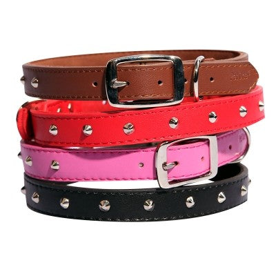 Pet One Single Studded Leather Collars