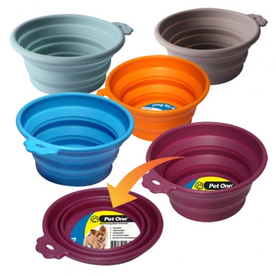 Pet One Round Silicone Travel Bowls