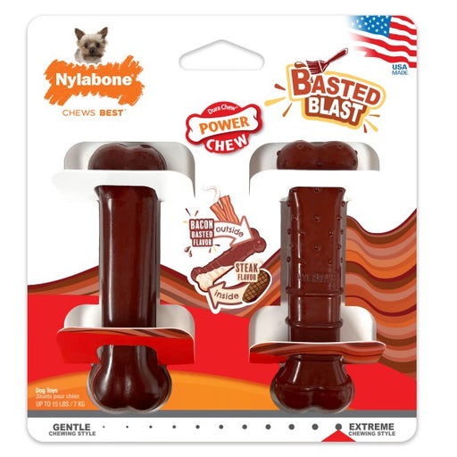 Nylabone Power "Basted Blast" Bone Twin Pack [Sz:Petite]