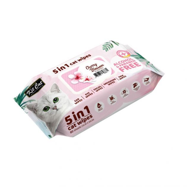 Kit Cat Anti Bacterial Wipes for Cats Cherry Blossom