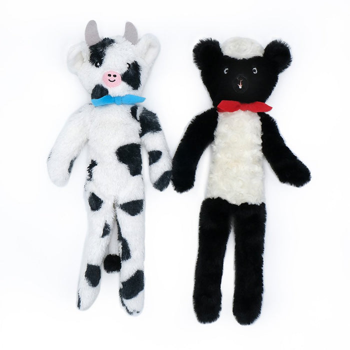 Zippy Paws - Fluffy Peltz Plush Squeaker Dog Toy Sheep & Cow [Sz:2 Pack]