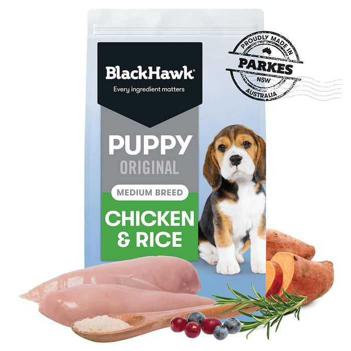 Black Hawk Dry Dog Food Puppy Medium Breed Chicken & Rice [Sz:20kg]