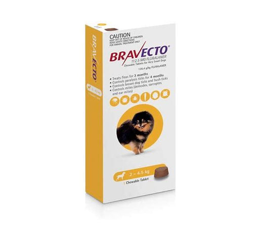 Bravecto Chew Very Small Dog 2-4.5kg [Sz:1pk Cl:Yellow]