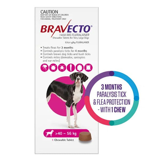 Bravecto Chew Very Large Dog 40-56kg [Sz:1pk Cl:Purple]