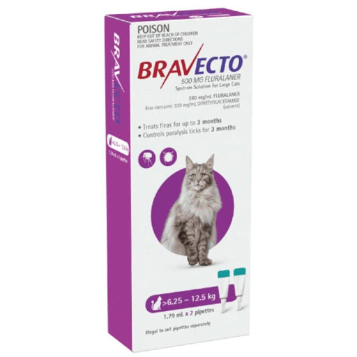 Bravecto Spot on Large Cat 6.25-12.5kg [Sz:2pk Cl:Purple]