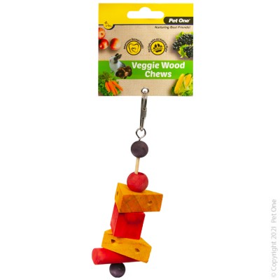 Pet One Veggie Wood Chew Cheese Blocks Hanging [Sz:14.5cm]