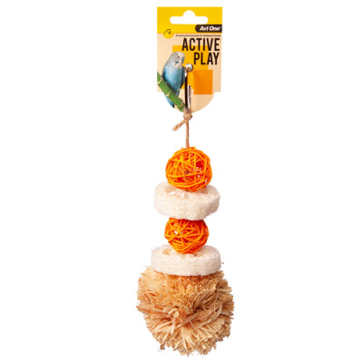 Avi One Bird Toy Pom Pom with Rattan Ball and Loofa [Sz:29cm]