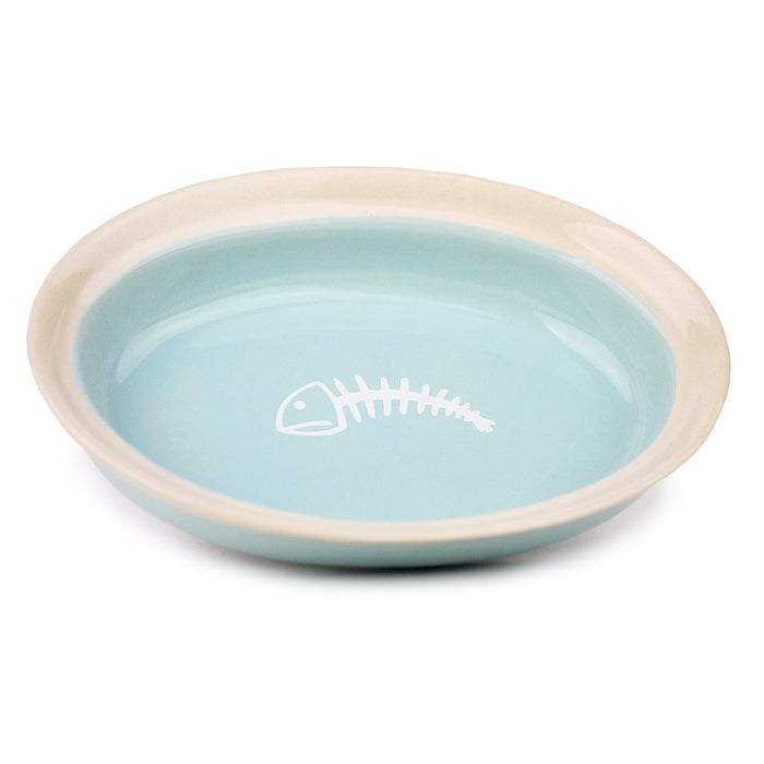 Cattitude Cat Dish Ceramic Fishy [Cl:Blue]