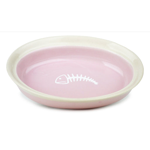 Cattitude Cat Dish Ceramic Fishy [Cl:Pink]