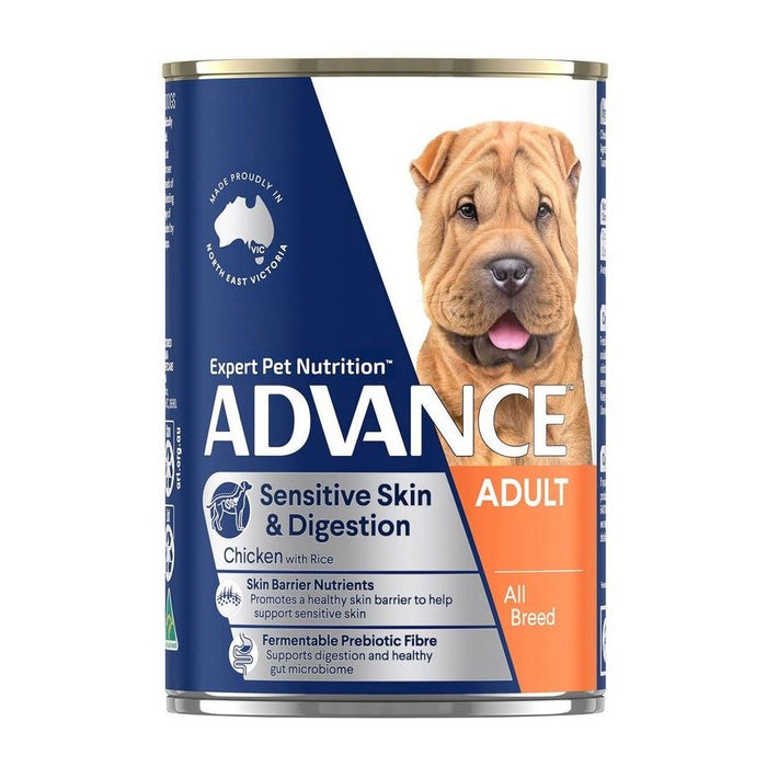 Advance Wet Dog Food Cans Adult Sensitive All Breed Chicken And Rice [Sz:410g]