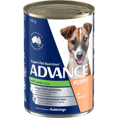 Advance Wet Dog Food Cans Puppy Plus Growth Lamb And Rice [Sz:410g]