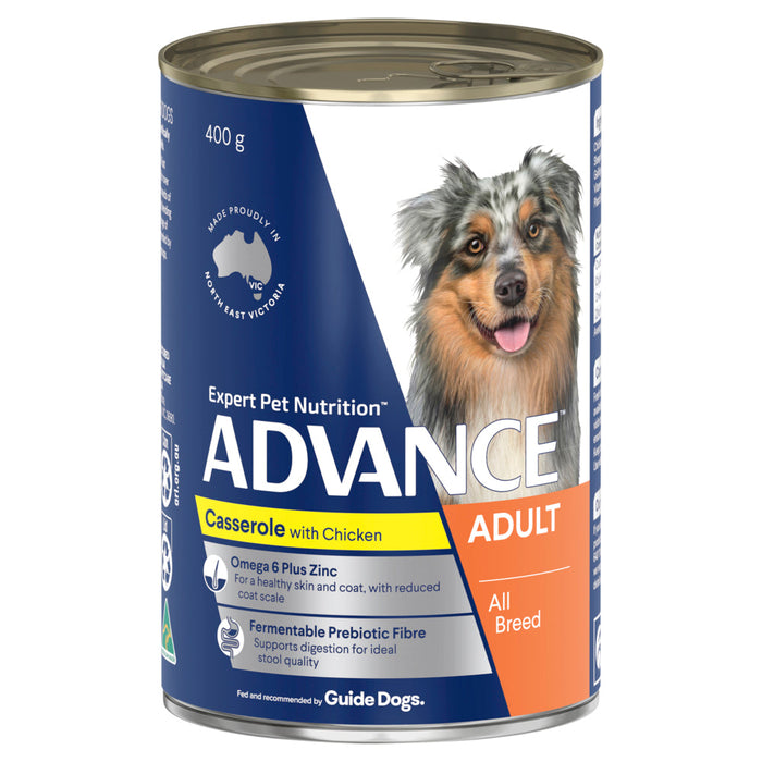 Advance Wet Dog Food Cans Adult Casserole With Chicken [Sz:410g]