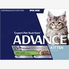 Advance Wet Cat Food Pouches Kitten Lamb In Gravy [Sz:85g x 12]