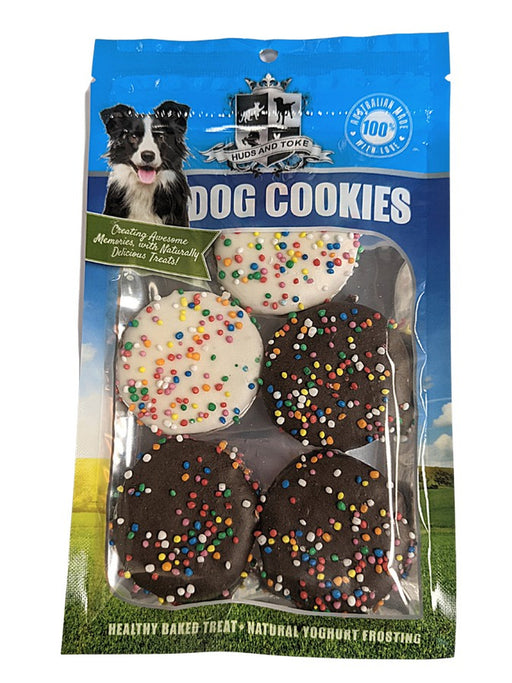 Huds & Toke Doggy Carob and Yoghurt Frosted Sparkle Cookies [Sz:4pk]