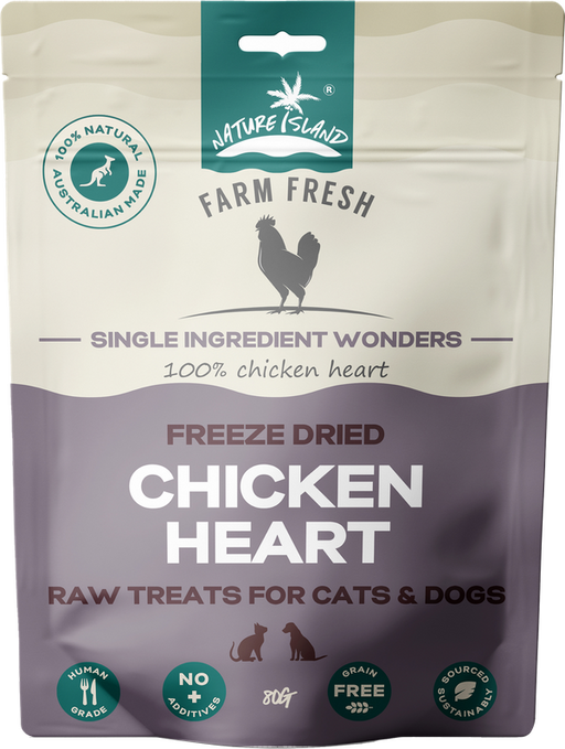 Nature Island Freeze Dried Chicken Heart Raw Treats [Sz:80g]