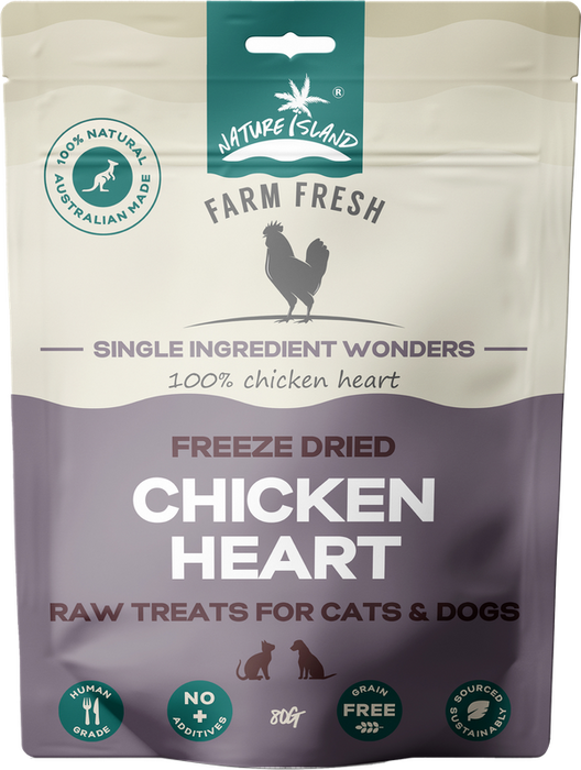 Nature Island Freeze Dried Chicken Heart Raw Treats [Sz:80g]