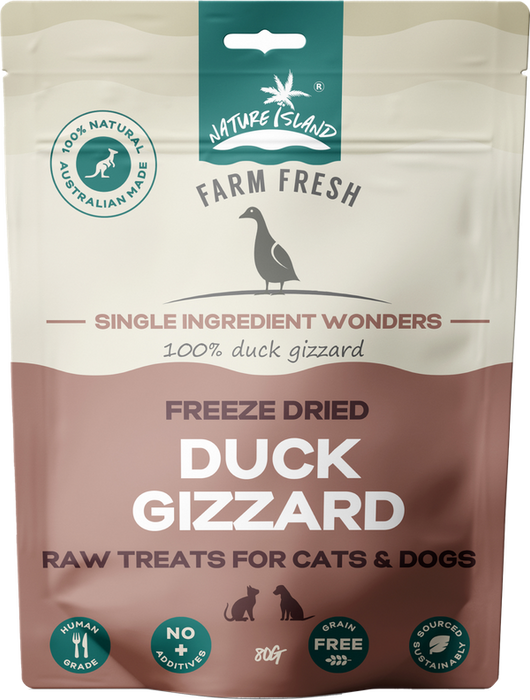 Nature Island Freeze Dried Duck Gizzard Raw Treats [Sz:80g]