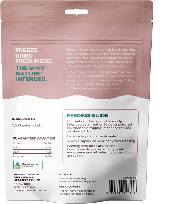 Nature Island Freeze Dried Salmon Belly Raw Treats [Sz:80g]