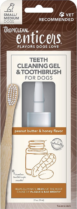 Tropiclean Enticers Teeth Cleaning Kit Peanut Butter & Honey