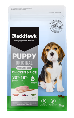 Black Hawk Dry Dog Food Puppy Medium Breed Chicken Rice Macarthur Pets