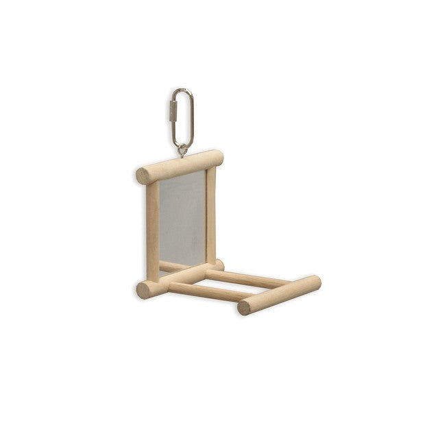 Kazoo Mirror With Perch Wooden Natural